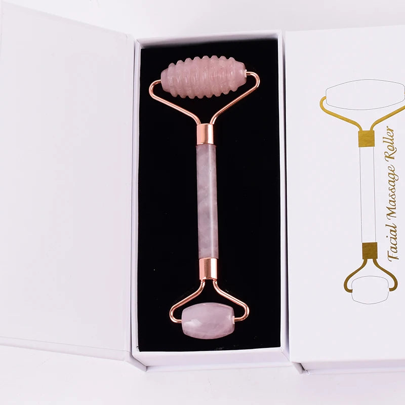 Rouleau de Massage Visage en Pierre Naturelle et Outil Gua Sha – Rituel de Soin Ancestral