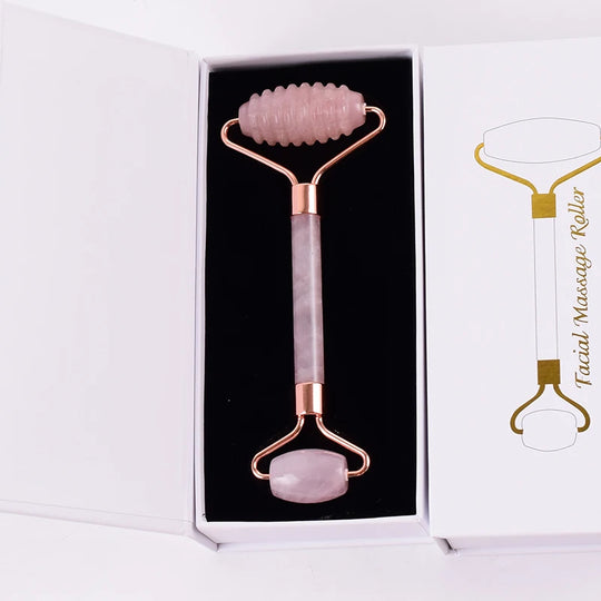 Rouleau de Massage Visage en Pierre Naturelle et Outil Gua Sha – Rituel de Soin Ancestral