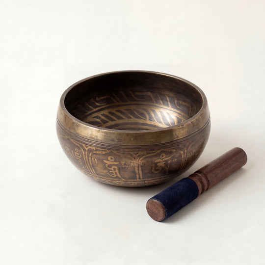 Bol chantant tibétain en cuivre fait main – Ensemble méditation yoga