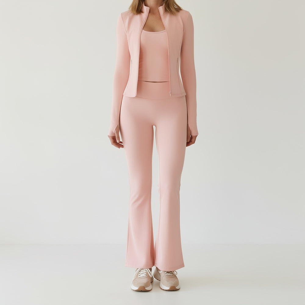 Ensemble Yoga 3 pièces – Leggings, soutien-gorge et haut à manches