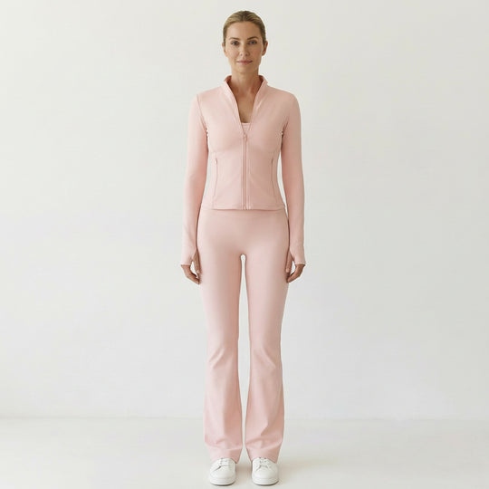 Ensemble Yoga 3 pièces – Leggings, soutien-gorge et haut à manches