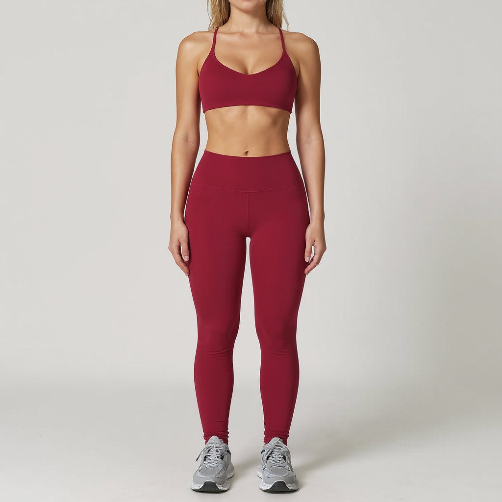Ensemble Yoga 2 Pièces – Legging avec soutien gorge ou haut à manches