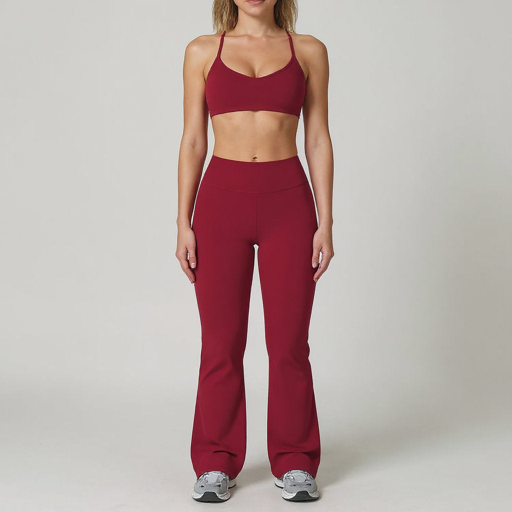 Ensemble Yoga 2 Pièces – Legging avec soutien gorge ou haut à manches