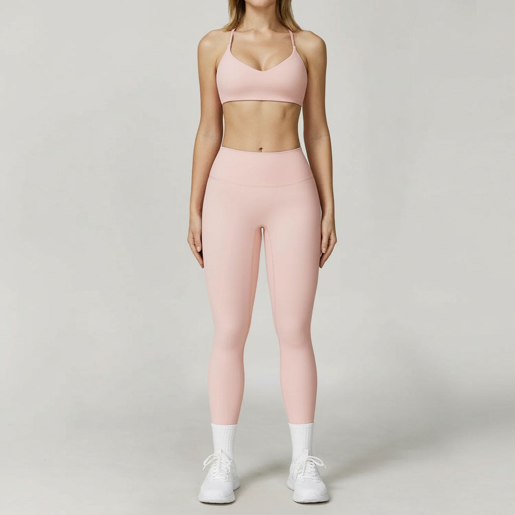Ensemble Yoga 2 Pièces – Legging avec soutien gorge ou haut à manches