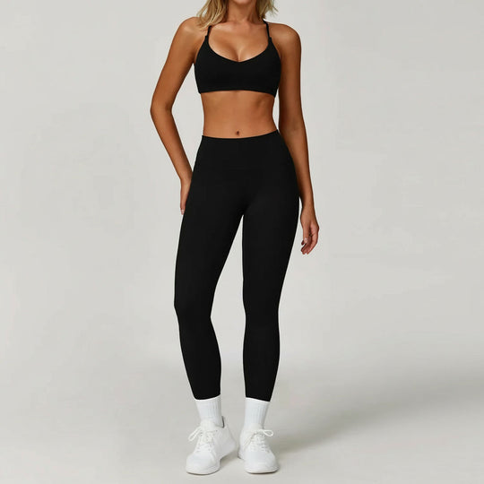 Ensemble Yoga 2 Pièces – Legging avec soutien gorge ou haut à manches