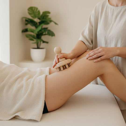 Masseur champignon en bois de hêtre – Outil de massage manuel ergonomique pour le cuir chevelu et le corps