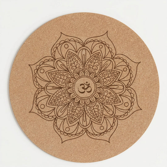 Petit tapis de yoga rond en liège naturel – Antidérapant  (Ø 60 cm)