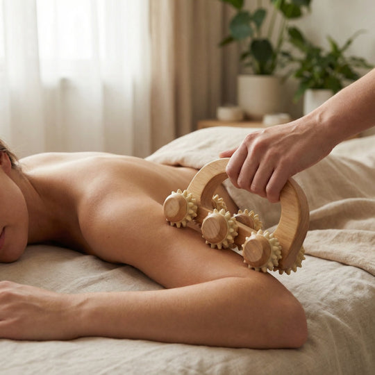 Rouleau de Massage en Bois – Masseur Manuel pour Dos, Cou et Jambes