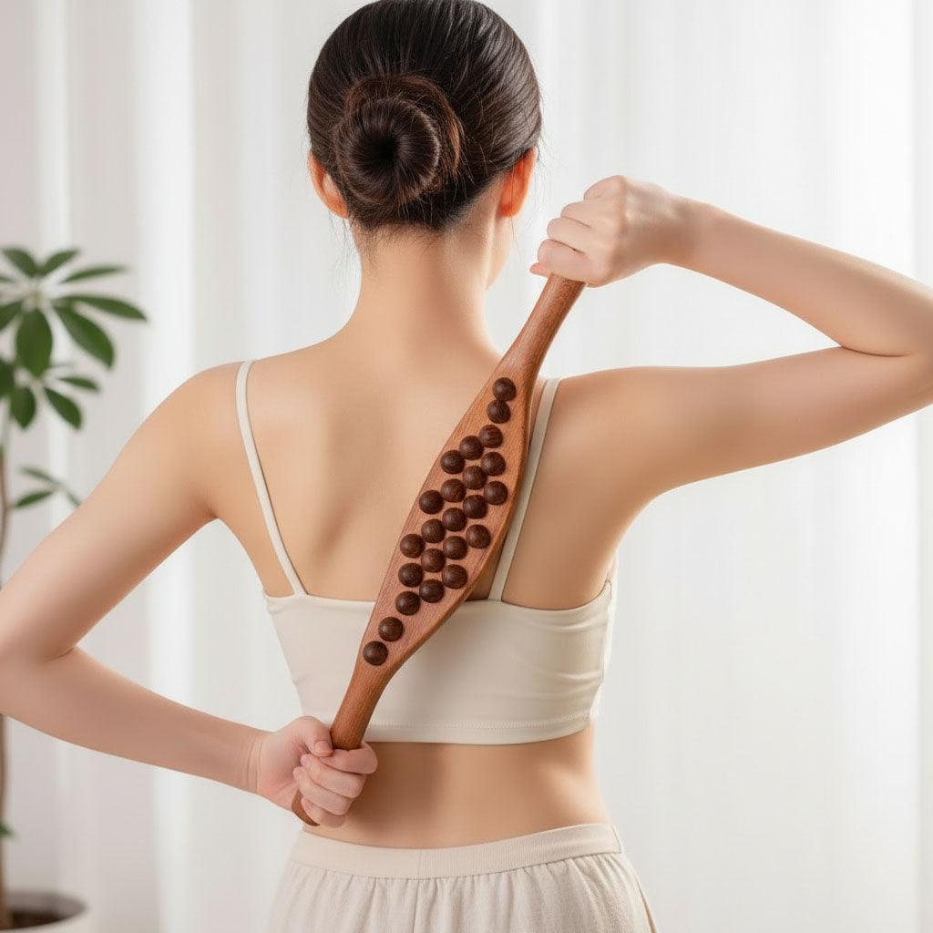 Rouleau de massage en bois Maderothérapie – Bâton de massage Gua Sha pour la détente musculaire du corps