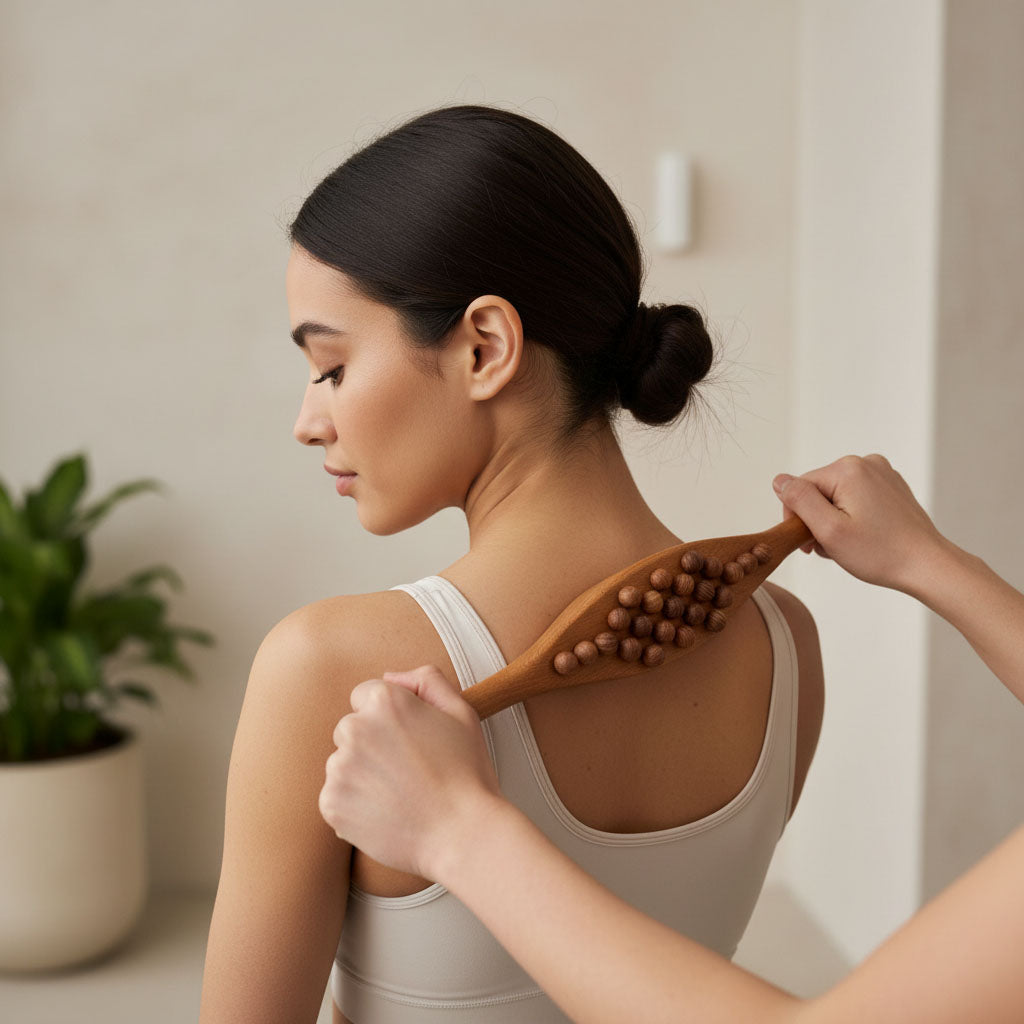 Rouleau de massage en bois Maderothérapie – Bâton de massage Gua Sha pour la détente musculaire du corps