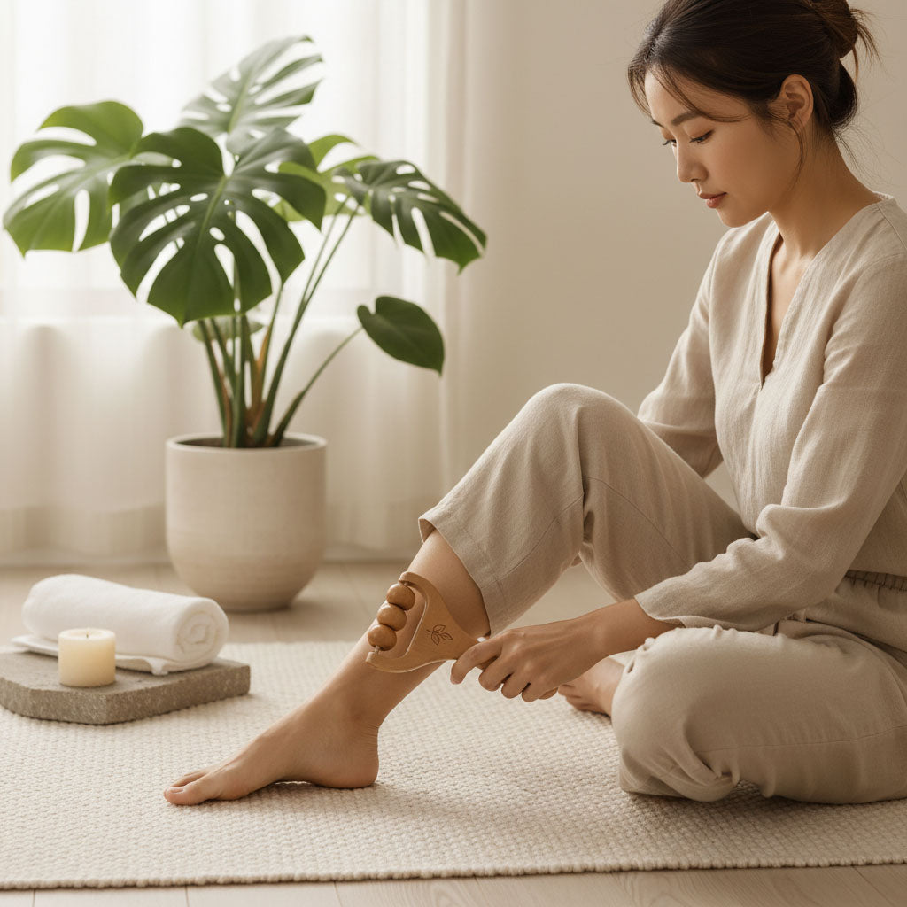 Rouleau de massage en bois Maderothérapie – Bâton de massage Gua Sha pour la détente musculaire du corps