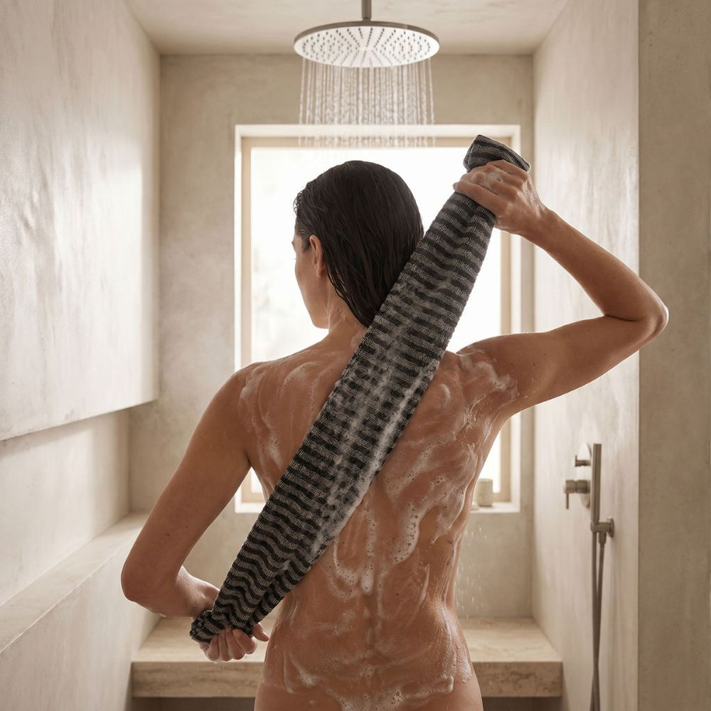 Serviette exfoliante pour le corps en éponge – Gommage doux pour la douche et le bain