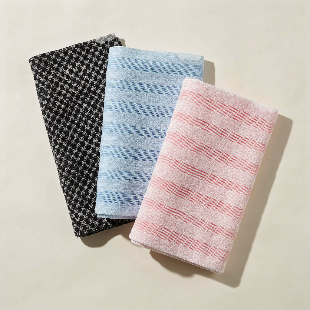 Serviette exfoliante pour le corps en éponge – Gommage doux pour la douche et le bain