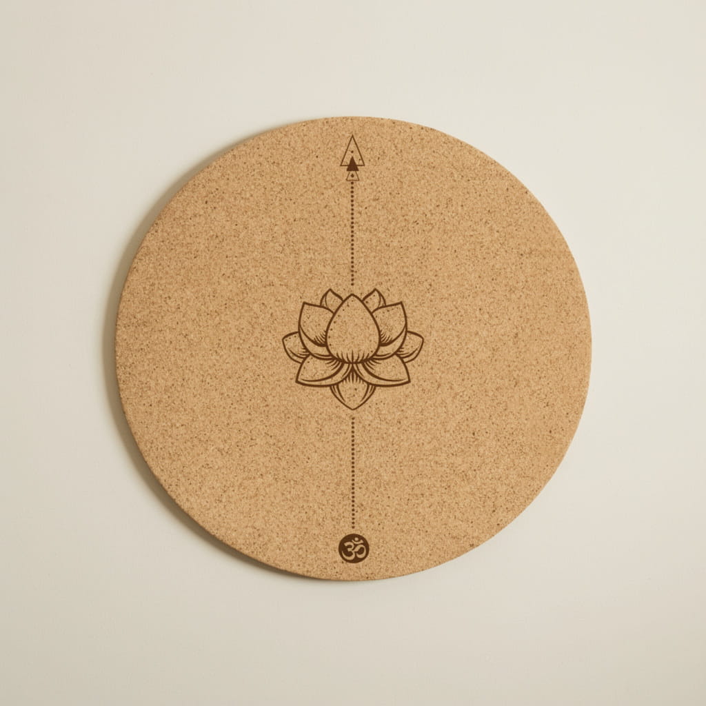 Tapis de méditation rond en liège – antidérapant (68 cm)