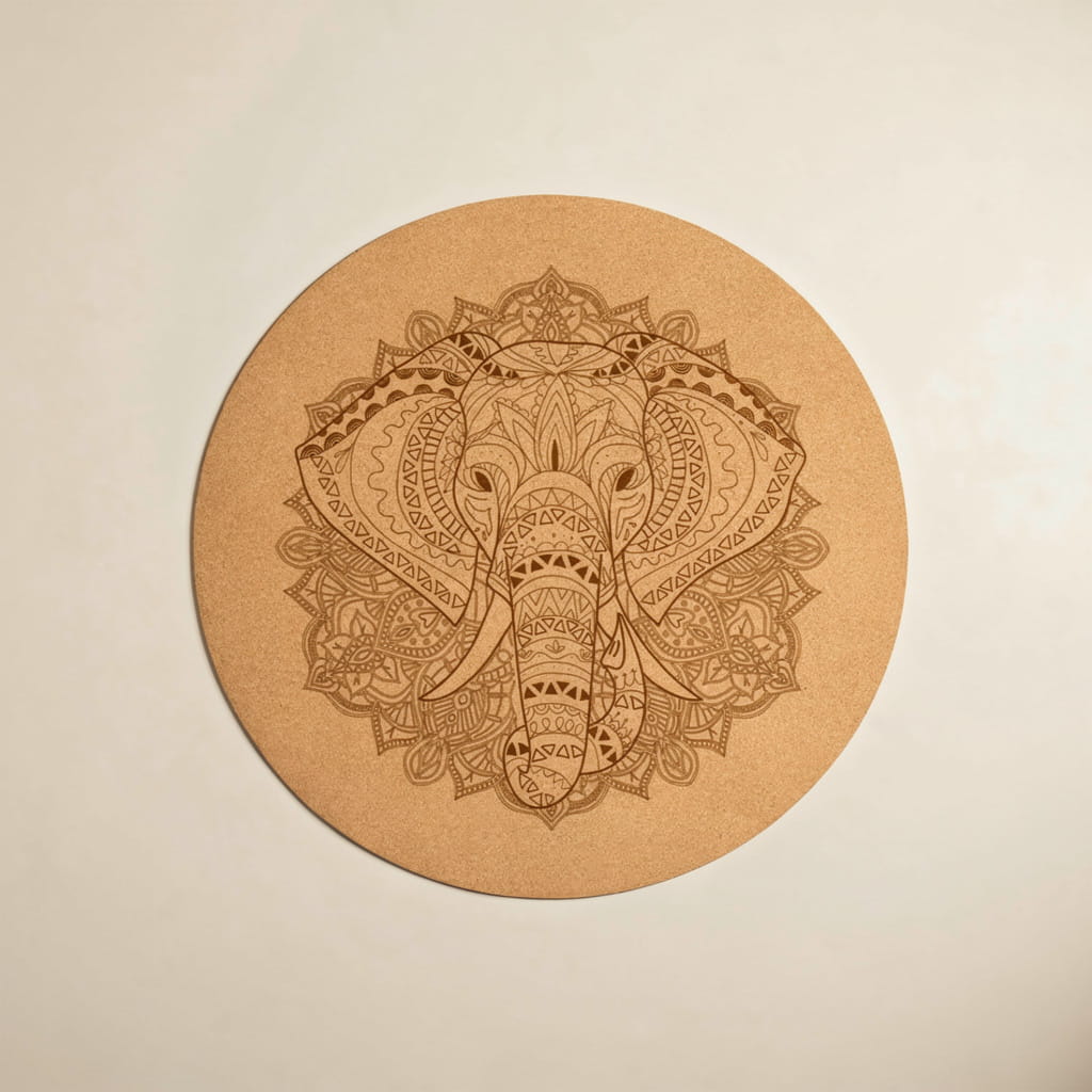 Tapis de méditation rond en liège – antidérapant (68 cm)
