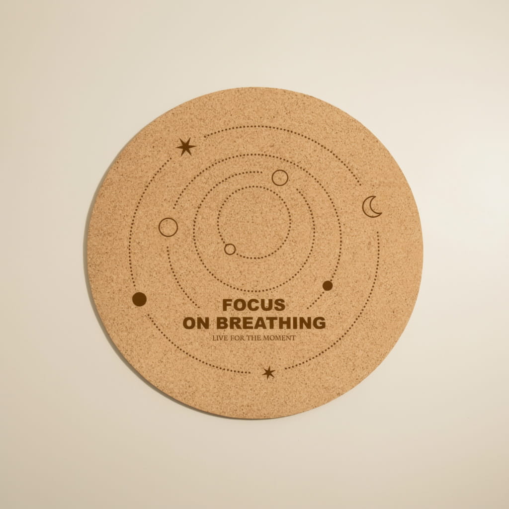 Tapis de méditation rond en liège – antidérapant (68 cm)