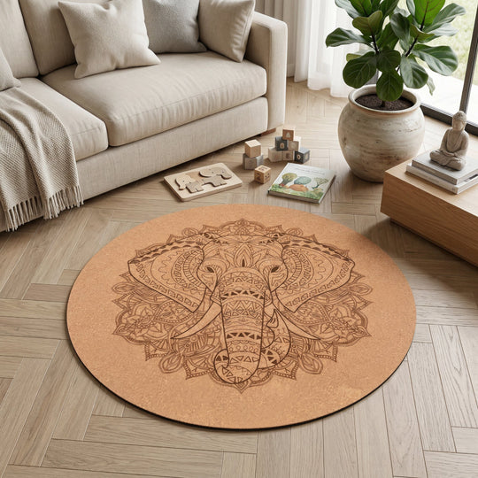 Tapis de méditation rond en liège – antidérapant (68 cm)