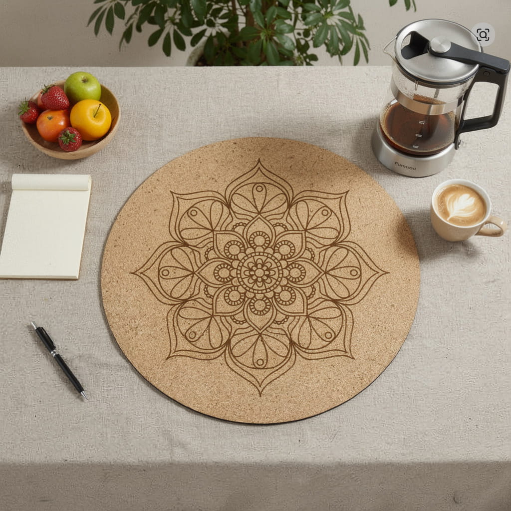 Tapis de méditation rond en liège – antidérapant (68 cm)