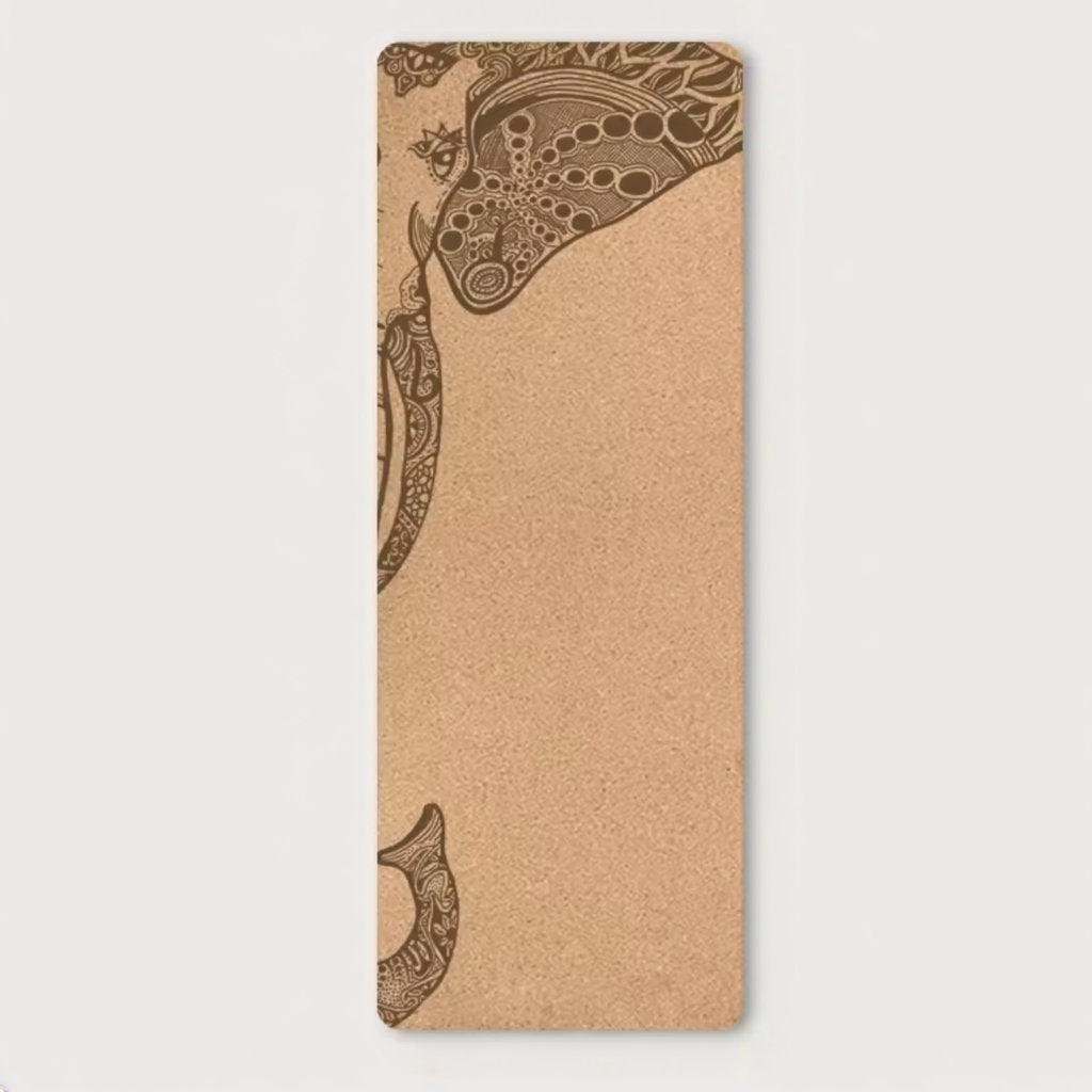 tapis yoga en liège motif éléphant