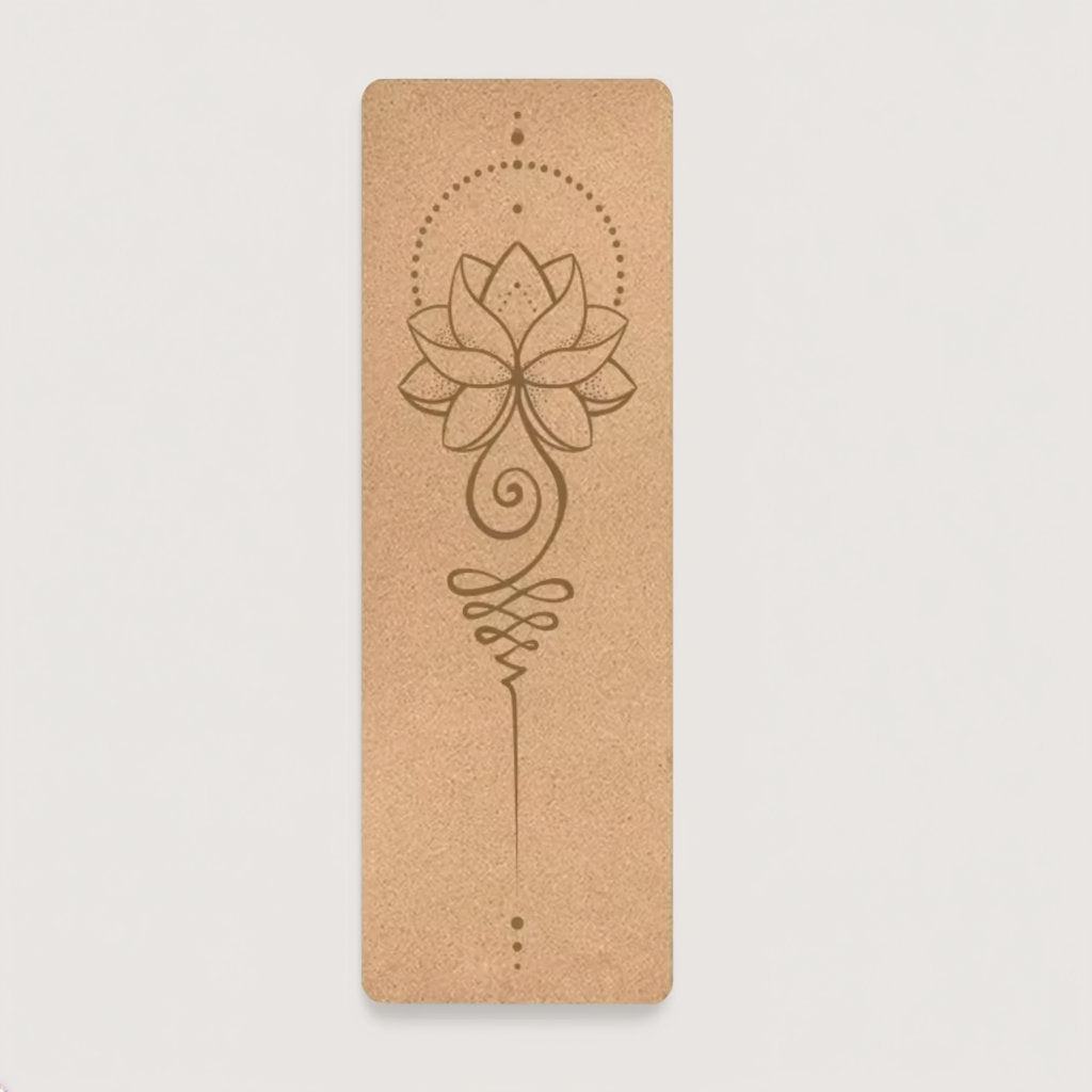 tapis de yoga en liège motif lotus