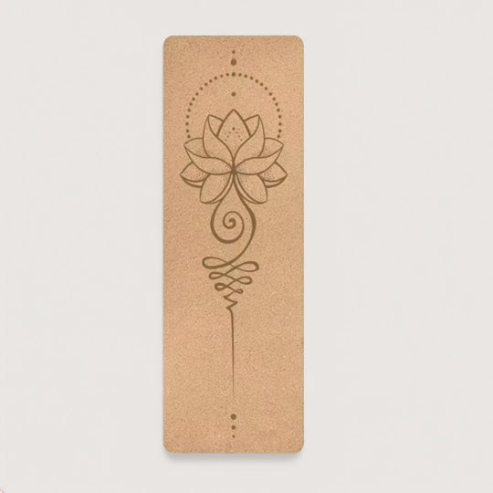 tapis de yoga en liège motif lotus