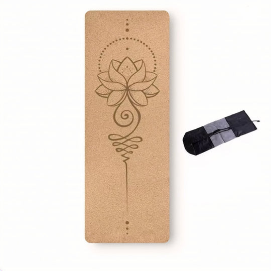 Tapis de yoga en lège et un sac. Motif: lotus