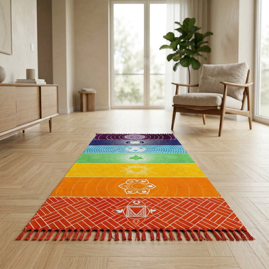 Tapis de yoga et méditation Chakras – Rectangulaire, résistant