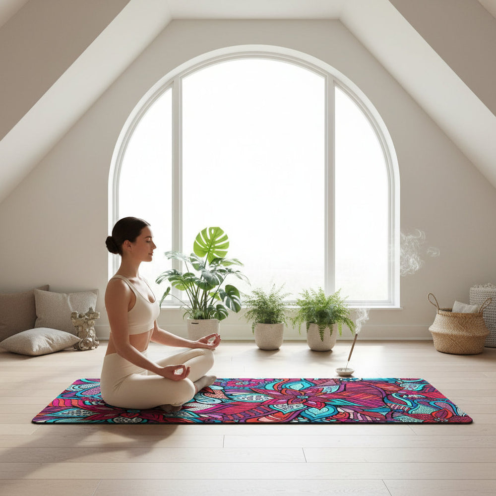 Tapis de yoga en caoutchouc naturel – Surface daim absorbante